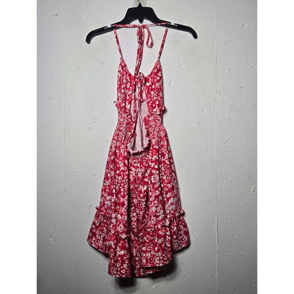 Floral Babydoll Halter Tiered Mini Dress Size Medium Fairy Y2K Whimsical Boho - Picture 2 of 10